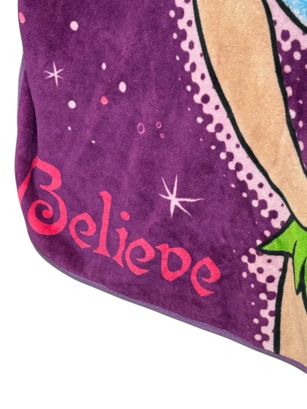 Disney Tinker Bell Believe Plush Throw Blanket in Purple, Green, Blue, Yellow